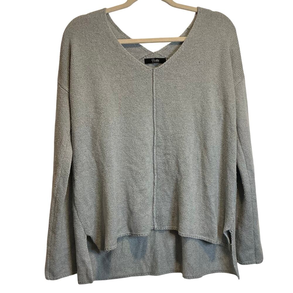 Cozy & Chic Gatito Gray Knit Sweater – Womens top Size L – Slouchy Perfection